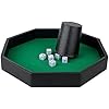 11.5 Inches Dice Rolling Tray, Leather Dice Tray, Felt Lined PU Leather Octagon Dice Tray (Green)