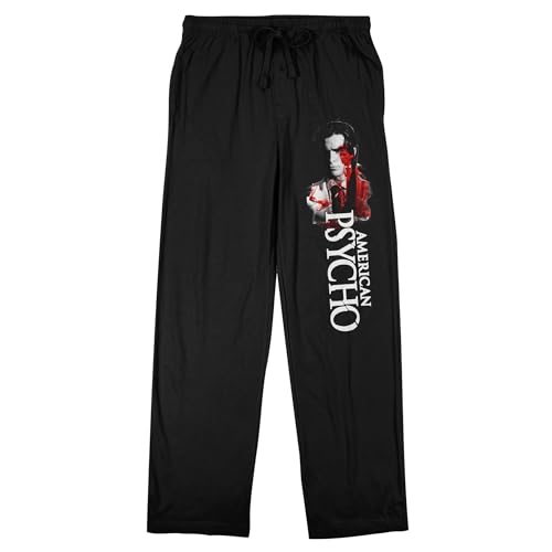 Bioworld American Psycho Title Logo and Patrick Batemen Men's Black Sleep Pants
