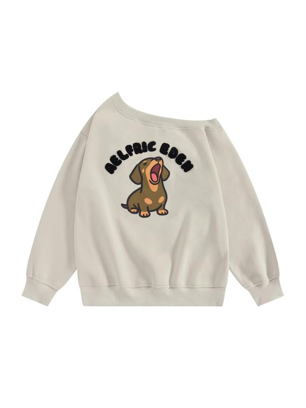 Aelfric Eden jamnik bluza damska z odsłoniętymi ramionami, sweter z długim rękawem, luźna bluzka, modna bluzka na wiosnę i jesień, Y2K Streetwear