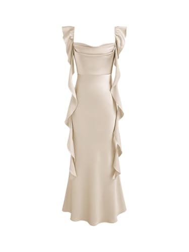 chinese dress ladies Amazon.com: CIDER Maxi Dress Ruffle Hem Cowl Neck Satin Wedding Guest  Dresses Formal Cocktail Party Sleeveless Midi Waist Dress Beige : Clothing,  Shoes & Jewelry