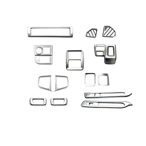 HyoLebi ダイハツ 新型 アトレー S700V S710V 2021.12~専用 エアコン吹き出し口 スタートワンボタンハザードボタンカバー ドアハンドル ウインドウリフトパネル ギアシフトインテリア14枚フルセット社外品艶消しシルバー