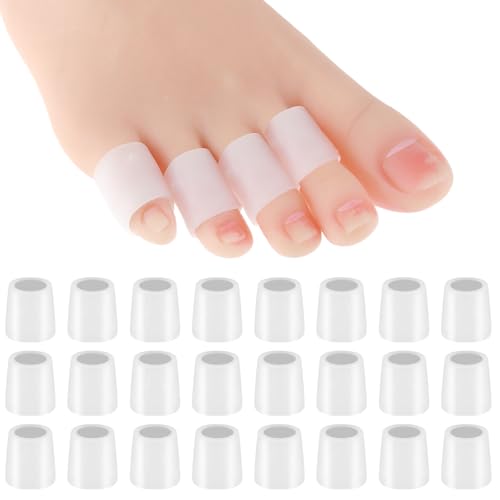 Gjinxi 24 Pcs Silicone Toe Sleeves Soft Gel Protector Toe Cushions Cuttable Pinky Toe Sleeves Protectors Corn Protectors Pain Relief Toe Tube Pads for Hammer Toe Stubbed Toe Corns Calluses Protect