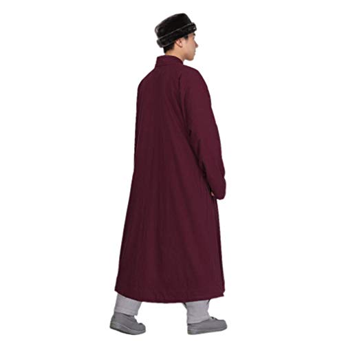 DGXIN Winter Casual Buddhist Monk Long Thickened Cotton Coat Zen Robe Unisex
