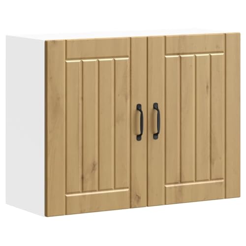 QZZCED Armario de Pared de Cocina Lucca Roble Artesanal con Puertas de Vidrio y Amplio Almacenamiento para Organizar Electrodomésticos y Utensilios de Cocina, Material Resistente