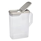 Buddeez Pet Food Storage Container - 8 Quart Capacity Dog / Cat Food & Bird Seed Container with Durable EZ Grip Handle, Flip Gray Lid (includes 1 Cup Clear Scoop)