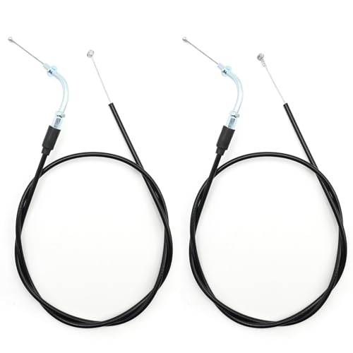 Image of Saihisday 46.3 inch Motorcycle Throttle Idle Cable Braided Wire Kit, Stainless Steel Braided Throttle Idle Cable Replacement for Harley Touring Road Glide Street Glide Electra Glide Road King 2000-2006