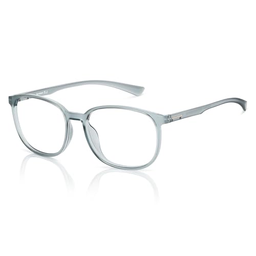 Lenskart Blu | Zero Power Blue Cut Computer Glasses | Anti Glare, Lightweight & Blocks Harmful Rays | UV Protection Specs | Men & Women | Large | LB E13739 (Grey)