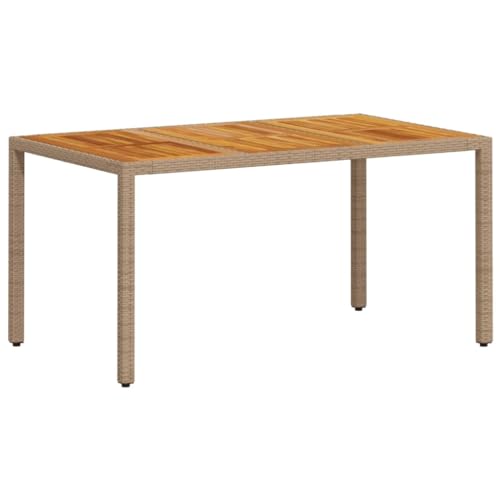 vidaXL Table de Jardin, Table à Manger, Table de Repas, Meuble de Patio Terrasse Arrière-Cour Extérieur, Beige Résine Tressée Bois d'Acacia