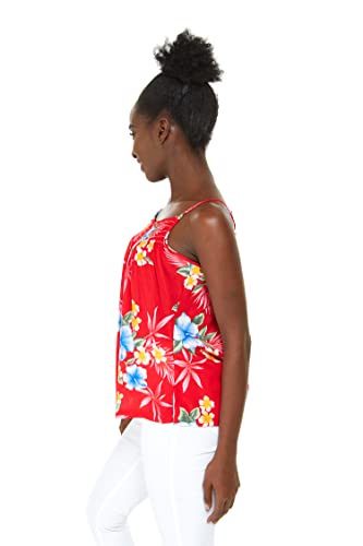 Image of Matchable Family Hawaiian Luau Men Women Girl Boy Clothes in Hibiscus Red