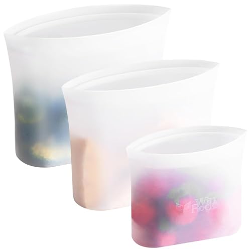 Image of 3 Pcs Fridge Storage Reusable Ziplock Food Storage Airtight Freezer Safe for Vegetables Fruits Snacks.silicone Bags for Fridge Storage(500 /1000 /1500ml)