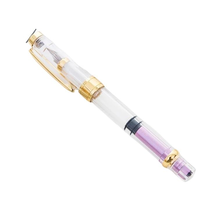 Stylo-plume F 0,5 mm à encre transparente et clip doré rose pour l'écriture au bureau