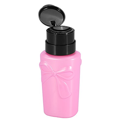 Yinhing 230 Ml Plastikowy Zmywacz do Paznokci z pompką, Butelka z Dozownikiem z kokardką Wielokrotnego Użytku Szczelny do Czyszczenia Paznokci i Demakijażu Różowy Biały (PINK)