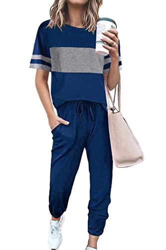 PRETTYGARDEN Women's Two Piece Sets 2025 Summer Spring Jogger Pants Travel Vacation Lounge Outfits Airplane Matching Clothes