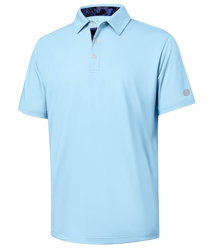 Image of ZITY Golf Shirts for Men Short Sleeve Moisture Wicking Solid Performance Designed Print Collared Casual Polo Shirt