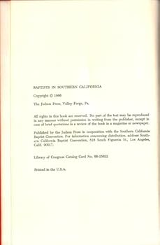 Hardcover Baptists in southern California Book