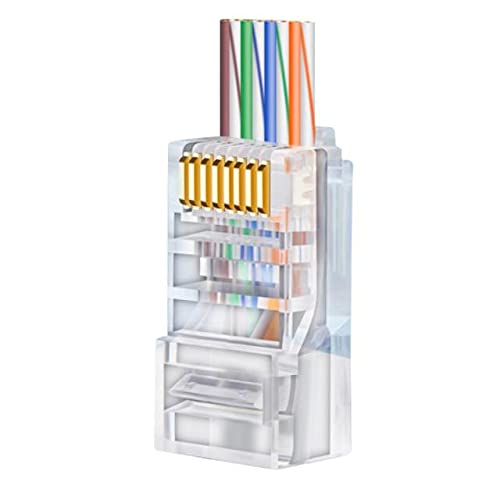 Connectors 100Pcs CAT6 Connector Plugs RJ45 Network Cable Modular Pass Through CAT6 RJ45 Connector Plugs 8P8C Accessories Strong Plasticity - (CN, Cable Length: 100pcs, Color: White)
