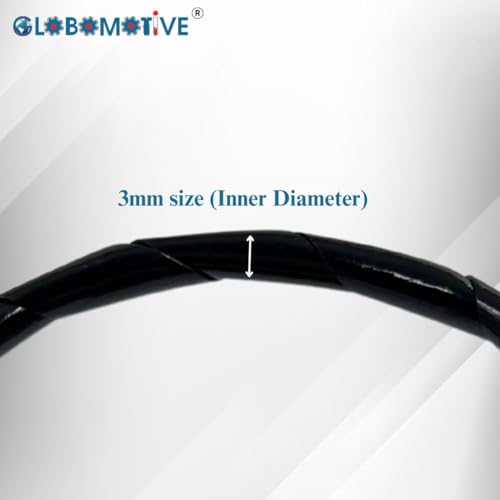 Image of GLOBOMOTIVE PE Spiral Cable Sleeve- Spiral Zip Wrap, Hider & Concealer for Desktop PC, TV, Office, Home Theater, Cable Management, Cord Organizer, Wire Cover, Mobile Charger | 25 Meter, Black (3 MM)