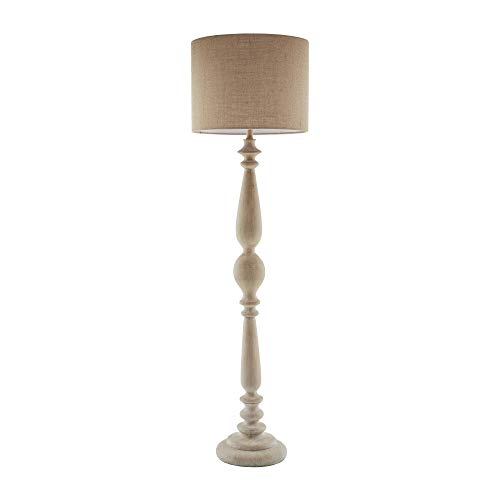 Tech Deals 🔥 Martha Stewart Carra Floor Lamp Living Room Decor - Curved Resin Pedestal Base, White Drum Shade, Modern Home Office Corner Lighting, Bedside Standing Reading Light for Bedroom,17" X 17" X 65",Natural