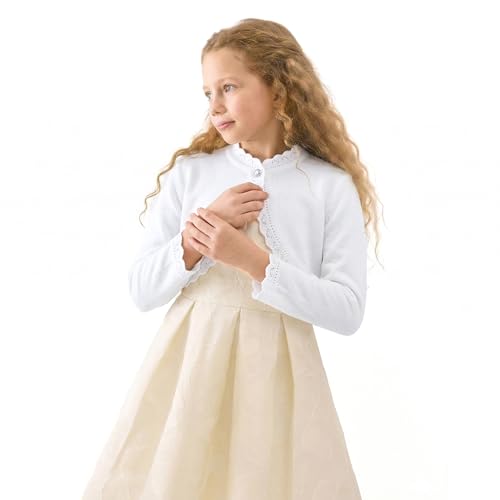 Image of Lilax Little Girls' Knit Long Sleeve Button Closure Bolero Cardigan Shrug