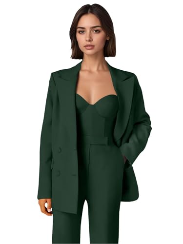 3 Piece Women's Suit Double Breasted Suits for Women Office Work Peak Lapel Blazer Vest Pants Suit for Business Outfit