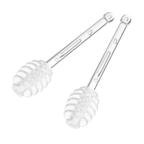 MUCKLILY 2 Pcs Honey Stirrer Honey Heater Individual Honey Packets Jam Dipper Stick Glass Wand Glass Spoons Honey Drizzle Sticks Reusable Honey Spoon Transparent Polystyrene re-usable