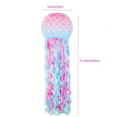 Image of WP WANNA PARTY Mermaid Jellyfish Lantern - Mermaid Lantern Decorations for Mermaid Theme Birthday Decoration, Under The Sea Theme, Baby Shower, Ocean & Beach Room Hanging Decor, Multicolor