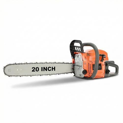 20" Petrol Chainsaw, 58CC 2-Stroke Top Handle Chain Saw, Lightweight Powerful Saw for Tree Felling, Logging, Garden Pruning, Heavy Duty Tasks, 8500rpm (Orange)