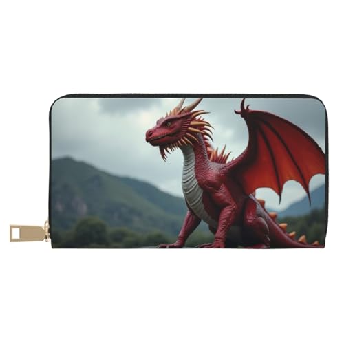 Cool Red Dragon-D Print Wallet Women, Leather Bifold Multi Card Wallet, Long Purse Women's Wallets