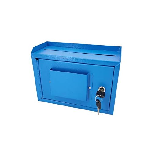 FixtureDisplays 10 x 7.2 x 3", Metal Multipurpose, Donation Box,Cash and Mail Box,Suggestion Box 15211 Blue