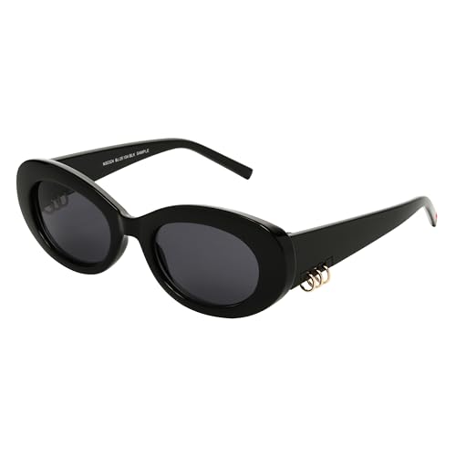 Betsey Johnson Women's Lucky Charm Oval Sunglasses, Black, 36 mm