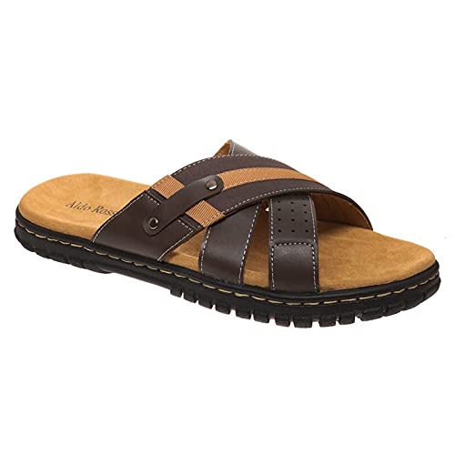Aldo Rossini Men's Comfort Slide Sandals Model Marc-31 8.5 Brown Combo
