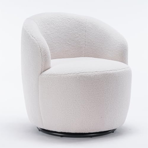 Sillón giratorio de tela teddy blanco