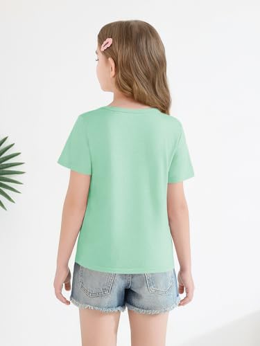 Image of Haloumoning Girls Pleated Short Sleeve T Shirts Kids Summer Fashion Crewneck Tees Tops 5-14 Years
