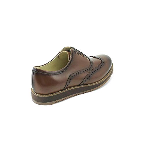 Sapato Oxford em Couro Masculino Solado Borracha Casual Marrom 43