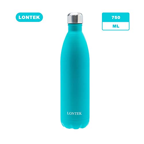 LONTEK Bottiglia d'Acqua in Acciaio Inossidabile da 750 ml con Isolamento Sottovuoto a Doppia Parete Senza BPA per Mantenere12 Ore di Bevanda Calda e 24 Ore di Bevanda Fredda, Blu