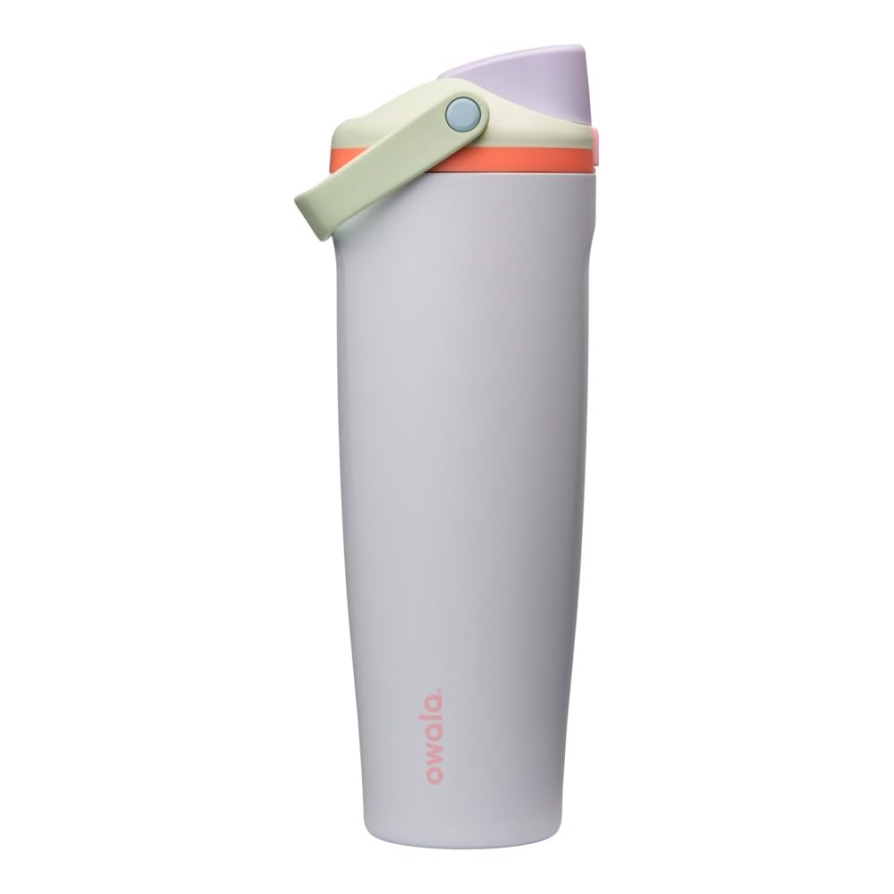 Owala FreeSip Sway Insulated Stainless Steel Water Bottle with Two-Way Spout, Built-In Straw and Bucket Handle, Made for Travel, School, and Sports, 1185ml, BPA Free, Leak Proof, Beach House, (Purple)