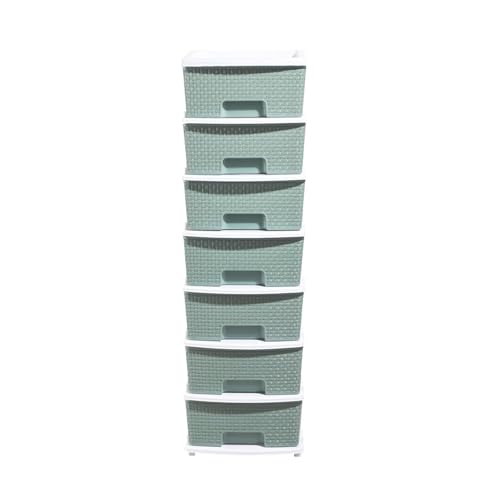 Image of KITCHIVO Plastic Modular Drawer Storage Chest Of Drawers Organizer Storage Box, Large Stomo Racks For Multipurpose Anti-slip Shoes Organizers (White & Green, 7 Layer)