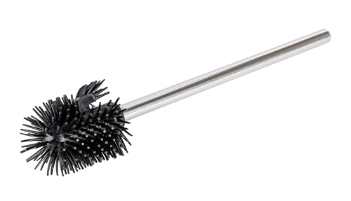 WENKO Silikon WC-Ersatzbürste mit Edelstahlstiel Ersatz-Toilettenbürste mit Randreiniger und Edelstahlstiel Glänzend
