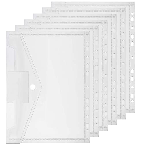 Pochette Document A4, Samione 20Pcs Pochettes Classeur en Plastique, Imperméable 11 Trous Pochettes Perforées Transparentes Haute-résistance pour Documents A4