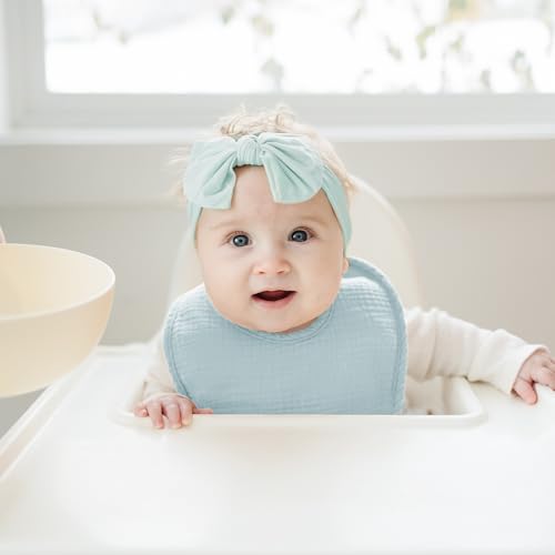 Image of Konssy Muslin Baby Bibs 8 Pack Baby Bandana Drool Bibs Cotton for Unisex Boys and Girls, Soft Absorbent Set for Teething and Drooling