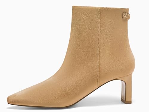 Image of Coutgo Womens Ankle Boots Chunky Heel Closed Toe Booties Side Zipper Winter Dress Shoes