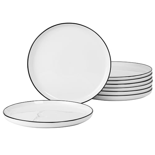 Gibson-Home-Oslo-8-Piece-Porcelain-Chip-and-Scratch-Resistant-Dinner-Plate-Set-White-wBlack-Rim Gibson Home Oslo 8 Piece Porcelain Chip and Scratch Resistant Dinner Plate Set White wBlack Rim
