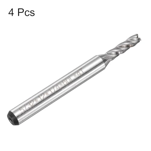 Image of uxcell 4pcs HSS-AL 5 /32 inch Cutting Dia 1 /4 inch Shank 4 Flutes End Mill Milling Cutter Router Bits Upcut Spiral Milling Cutter Tool for Wood PVC MDF Engraving