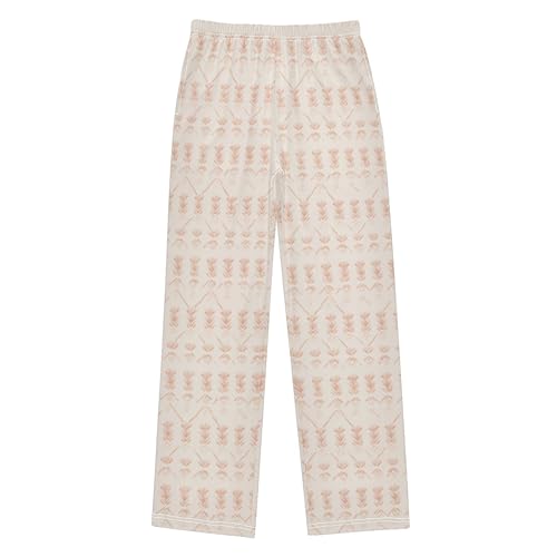 Boho Bohemian Geometric Long Pajama Pants Elastic Waist PJ Bottoms with Pockets S A1131732