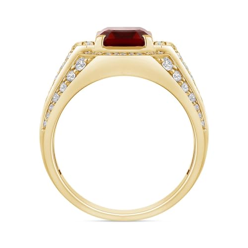 10K 14K 18K Solid Real Gold Men’s 1-7CT Ruby Ring Solid Gold Ring for Men Garnet Engagement Wedding Anniversary Signet Jewelry for Him Size 4-163