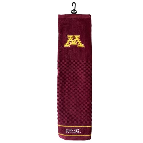 Image of Team Golf NCAA Minnesota Golden Gophers Embroidered Golf Towel Embroidered Golf Towel, Checkered Scrubber Design, Embroidered Logo