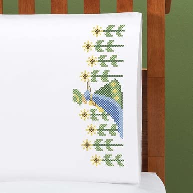 Herrschners Suzy Sunflower Pillowcase Pair Stamped Cross-Stitch