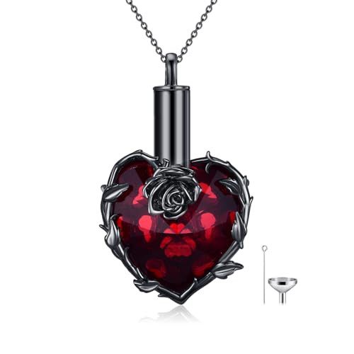 Rose Urn Necklace Ashes 925 Sterling Silver Cremation Pendant Memorial Ashes Rose Pendant Jewelry Gift for Women Men
