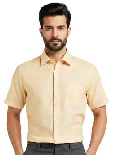 Image of Amazon Brand - INKAST Men's Cotton Solid Plain Half Sleeve Shirt | Plain Regular Fit Casual Shirt for Mens