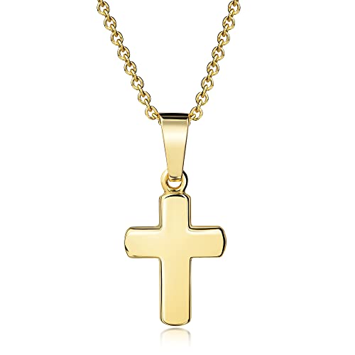 XAANA Colgante infantil con cruz brillante, 12 mm, incluye cadena de 36/38 cm, plata de ley 925 chapada en oro AMZ0563, Plata esterlina Cover